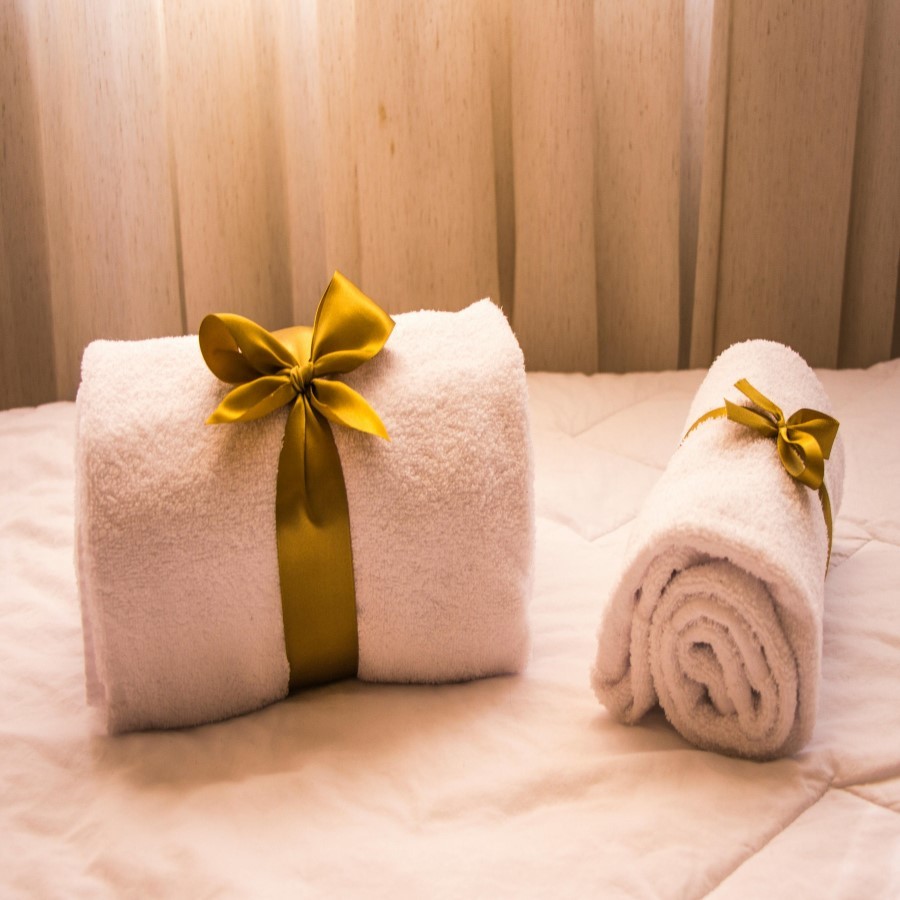 Towels and bathrobes.